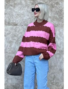 Madmext Pink Patterned Oversized Sweater