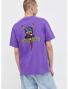 Bombažna kratka majica Quiksilver vijolična barva