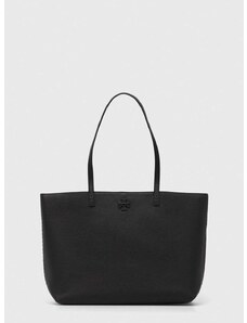 Usnjena torbica Tory Burch črna barva