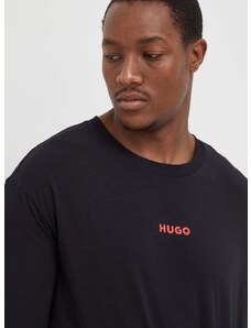 Majica z dolgimi rokavi lounge HUGO črna barva