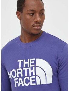 Bombažen pulover The North Face moška, vijolična barva