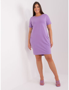 Fashionhunters Light purple plus size base dress with short sleeves