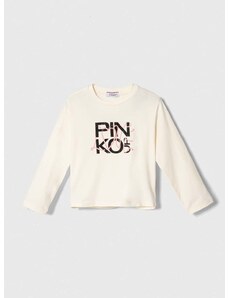 Otroška dolga majica Pinko Up bež barva