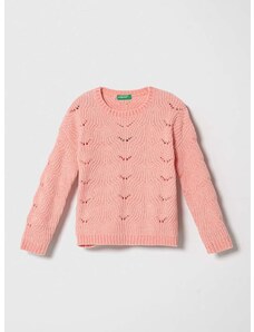 Otroški pulover United Colors of Benetton roza barva