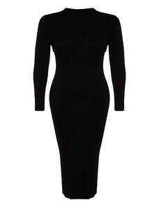 Trendyol krivulja Črni pas Podrobna obleka puloverja