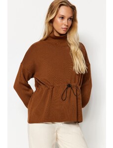 Trendyol Brown širok pas Podroben pulover za pletenine