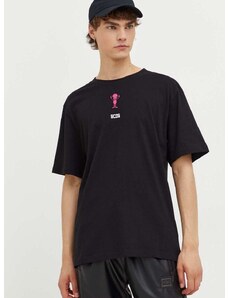 Bombažna kratka majica GCDS črna barva