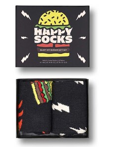 Nogavice Happy Socks Blast Off Burger Socks 2-pack črna barva