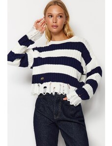 Trendyol Ecru Crop Wide fit pulover za pletenine