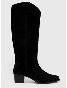 Elegantni škornji iz semiša Charles Footwear Viola ženski, črna barva, Viola.Western.B.H.B