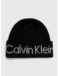 Kapa s primesjo volne Calvin Klein črna barva