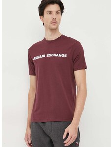 Bombažna kratka majica Armani Exchange bordo barva