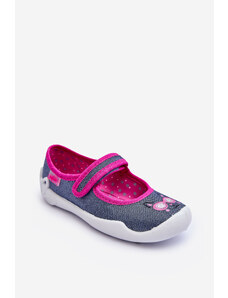 Kesi Children's Slippers Ballerina Shiny Befado Navy Blue and Pink