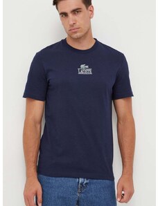 Bombažna kratka majica Lacoste mornarsko modra barva