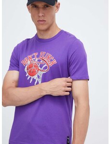Bombažna kratka majica Puma vijolična barva