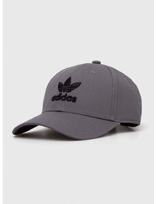 Bombažna bejzbolska kapa adidas Originals siva barva