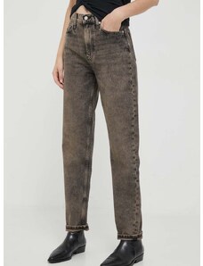 Kavbojke Calvin Klein Jeans ženski, rjava barva