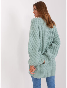 Fashionhunters Mint knitted dress with wide sleeves