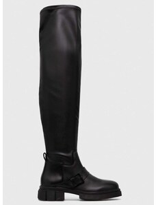 Elegantni škornji Tommy Hilfiger STRETCH MONOCHROMATIC LONGBOOT ženski, črna barva, FW0FW07611