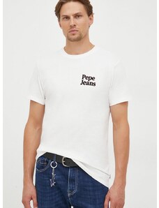 Bombažna kratka majica Pepe Jeans bež barva