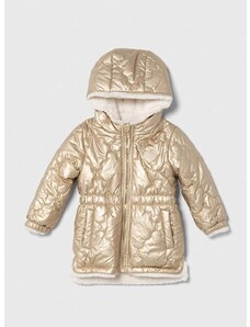 Otroška dvostranska jakna Guess zlata barva