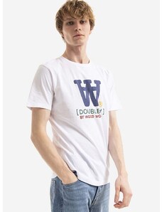 Bombažna kratka majica Wood Wood Ace Typo T-shirt bela barva