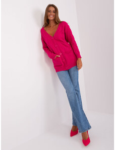 Fashionhunters Women's Fuchsia Cardigan with Cables