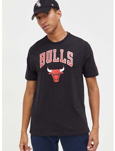 Bombažna kratka majica New Era črna barva, CHICAGO BULLS