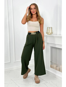 Kesi Viscose trousers with wide legs in khaki color