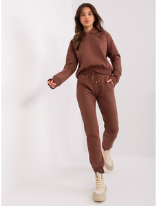 Fashionhunters Dark brown basic tracksuit with trousers