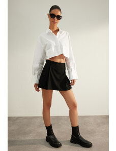 Trendyol Black Premium Quality Pleated Woven Short Skirt