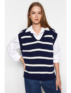 Trendyol Navy Blue Turndown ovratnik pletenine pulover