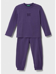 Otroška pižama United Colors of Benetton vijolična barva