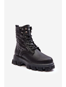 Kesi Leather work boots with flat heels GOE Black