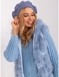 Fashionhunters Grey-blue beret with cashmere and cotton