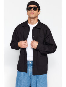 Trendyol moška črna gabardinska redna jakna