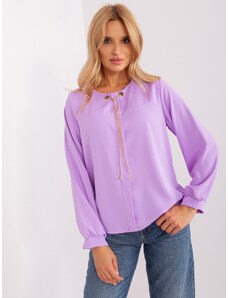 Fashionhunters Light purple loose formal blouse with chain