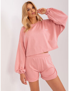Fashionhunters Dusty pink tracksuit with sweatshirt