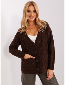 Fashionhunters Dark brown knitted cardigan
