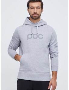 Bombažen pulover POC moška, siva barva, s kapuco