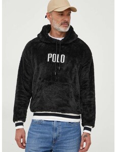 Pulover Polo Ralph Lauren moška, črna barva, s kapuco