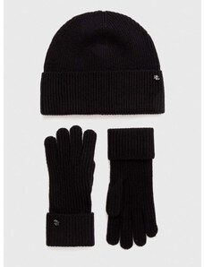 Kapa in volnene rokavice Lauren Ralph Lauren črna barva