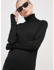 Volnen pulover Calvin Klein ženski, črna barva