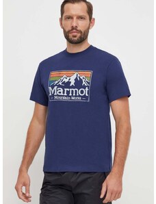 Športna kratka majica Marmot MMW Gradient mornarsko modra barva