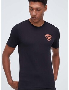 Bombažna kratka majica Rossignol HERO moška, črna barva
