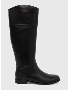 Usnjeni elegantni škornji Lauren Ralph Lauren Justine ženski, črna barva, 802915418002