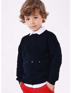 Otroški pulover s primesjo volne Mayoral mornarsko modra barva