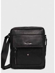 Usnjena torbica za okoli pasu Aeronautica Militare črna barva