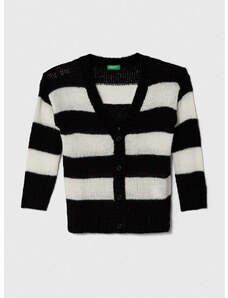 Otroški pulover s primesjo volne United Colors of Benetton črna barva