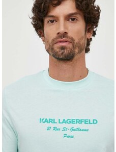 Kratka majica Karl Lagerfeld moški, turkizna barva